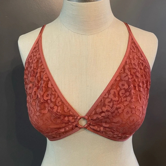 NWOT Free People Bra Toni Bralette Intimately FP Pink Print Lace Allure Large - Picture 2 of 5
